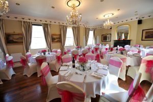 Pink and white themed wedding Christina Room Greyhound Coaching Inn Lutterworth
