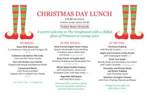 Christmas Day Lunch Menu 2019 Greyhound Coaching Inn Lutterworth