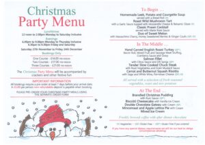 Christmas Party Menu 2021, The Greyhound Coaching Inn Lutterworth