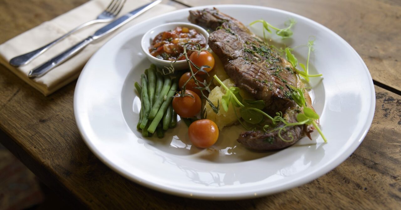Barnsley Chop with green beans Greyhound Inn Lutterworth