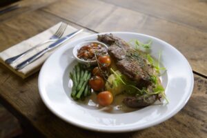 Barnsley Chop with green beans Greyhound Inn Lutterworth