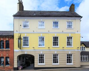 The Greyhound Coaching Inn and Hotel Market Street Lutterworth Leicestershire, front of hotel building