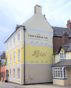Side view of Hotel Greyhound Coaching Inn Lutterworth Market Street